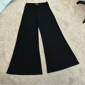 Joseph Ribkoff black wide leg high-rise trouser dress pants stretchy 12 pull-on